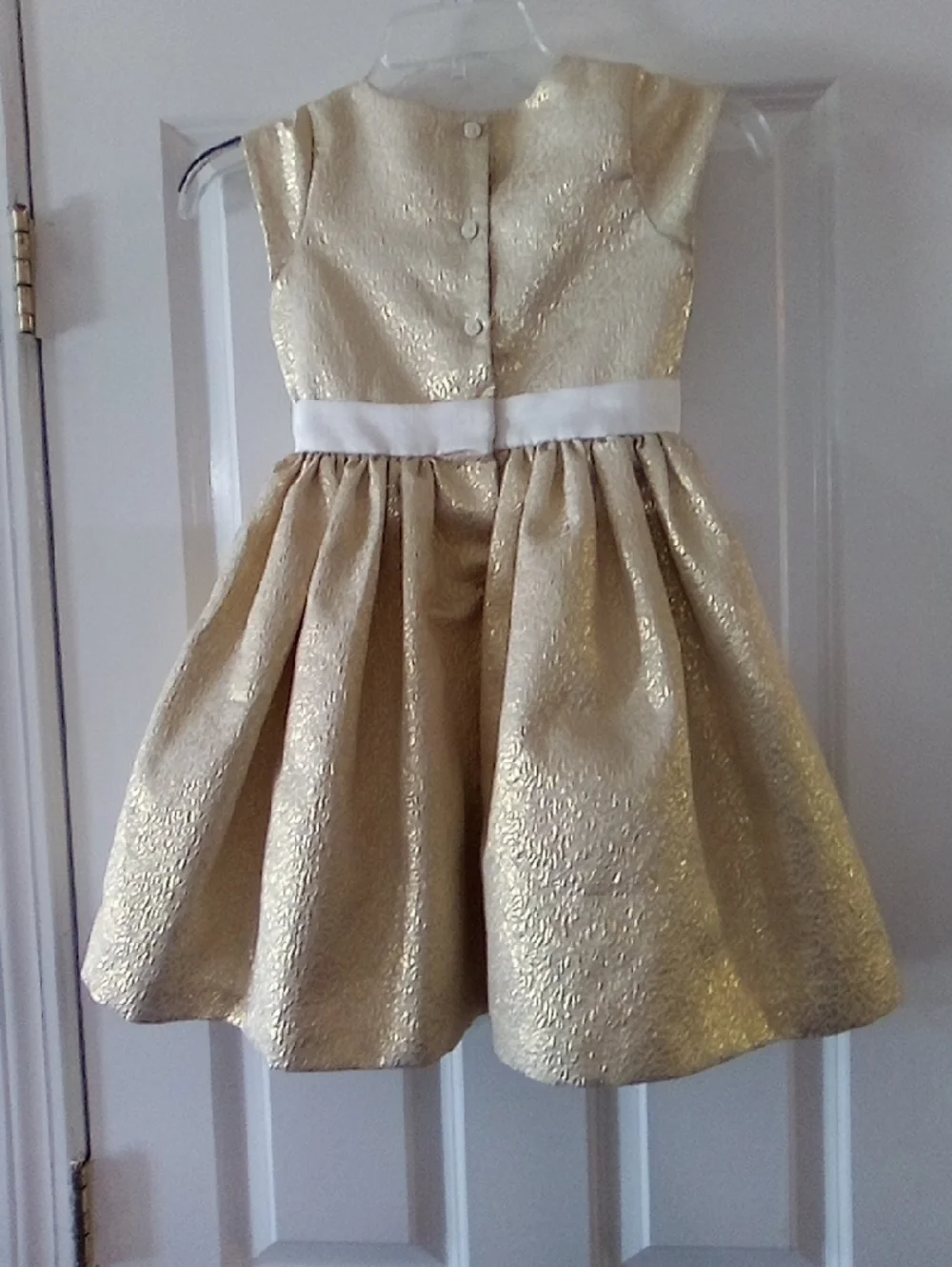 GYMBOREE Girls Gold Party Dress with White Bow SIZE 6